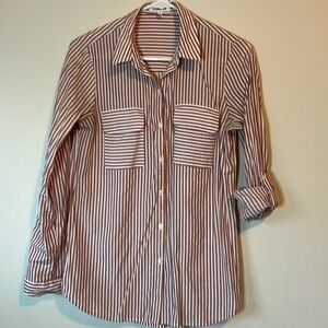 Express button down. Maroon and white stripe. Size small.